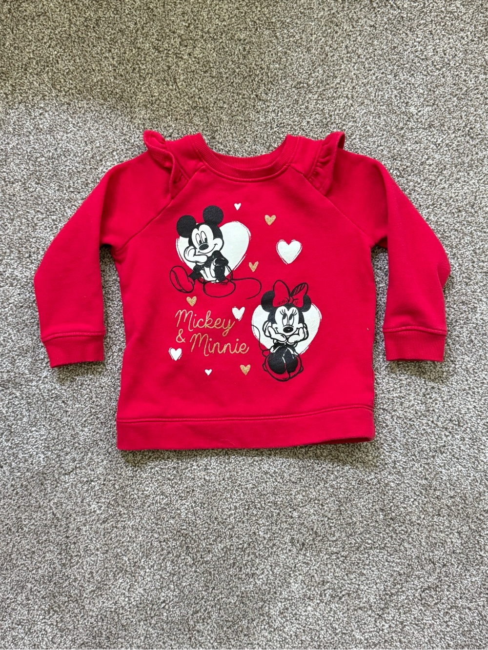 Disney Mickey & Minnie Red Ruffle Shoulder Sweatshirt - 3T